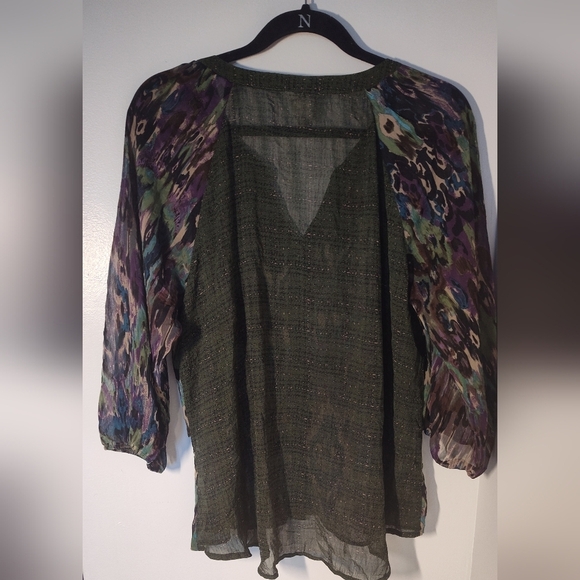 Fig And Flower AnthropologyMulticolor Sheer Women's Top Size Lg #575 - Picture 2 of 2